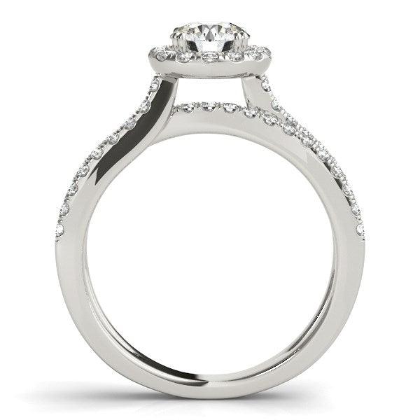 14k White Gold Diamond Engagement Ring with Split Shank Design (1 1/2 cttw) - Ellie Belle