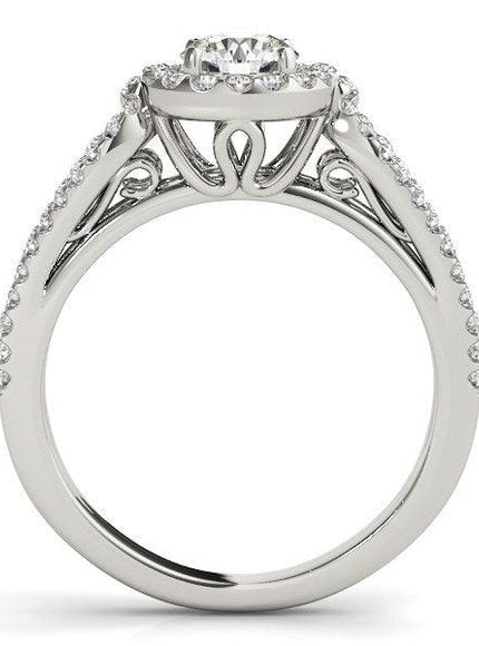 14k White Gold Diamond Engagement Ring with Teardrop Split Shank (7/8 cttw) - Ellie Belle