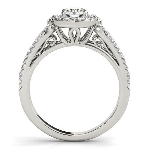 14k White Gold Diamond Engagement Ring with Teardrop Split Shank (7/8 cttw) - Ellie Belle