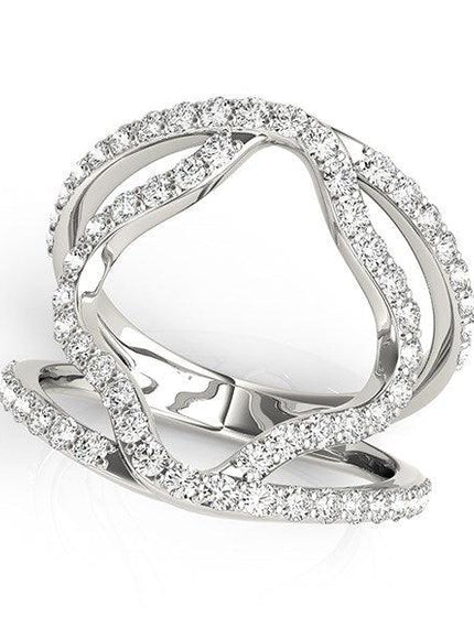14k White Gold Diamond Flower Style Dual Band Ring (5/8 cttw) - Ellie Belle