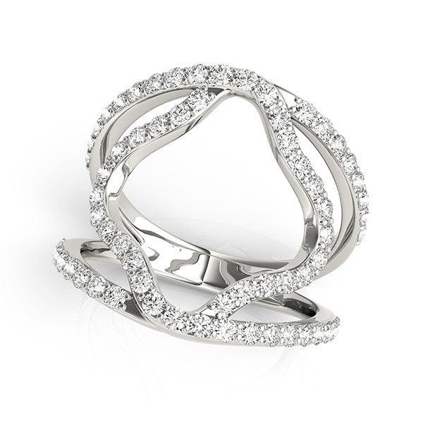 14k White Gold Diamond Flower Style Dual Band Ring (5/8 cttw) - Ellie Belle