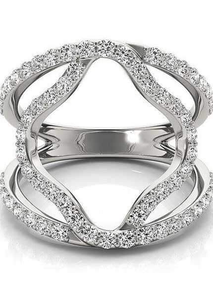 14k White Gold Diamond Flower Style Dual Band Ring (5/8 cttw) - Ellie Belle