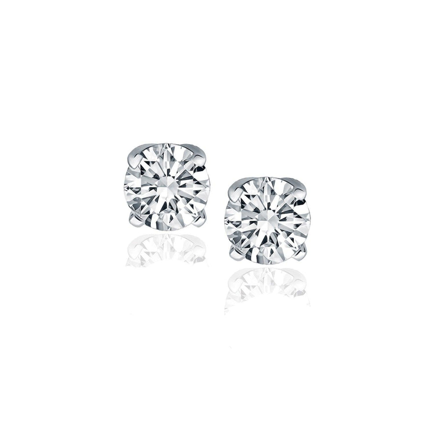 14k White Gold Diamond Four Prong Stud Earrings (1 cttw) - Ellie Belle