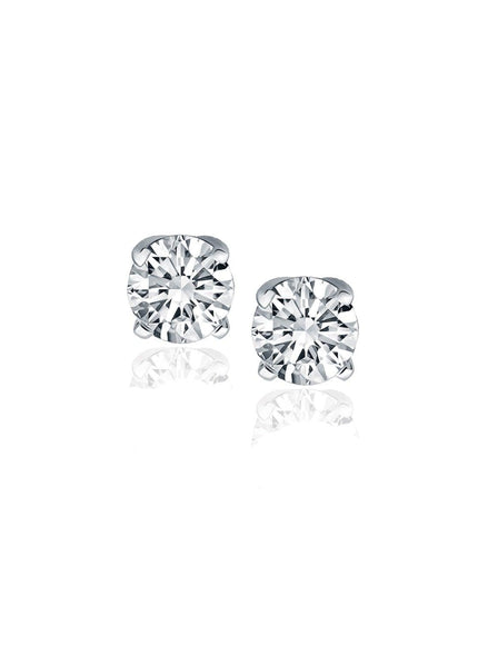 14k White Gold Diamond Four Prong Stud Earrings (1/2 cttw) - Ellie Belle