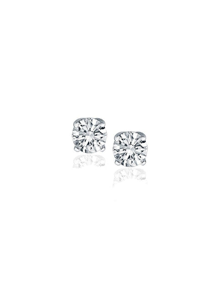 14k White Gold Diamond Four Prong Stud Earrings (1/4 cttw) - Ellie Belle