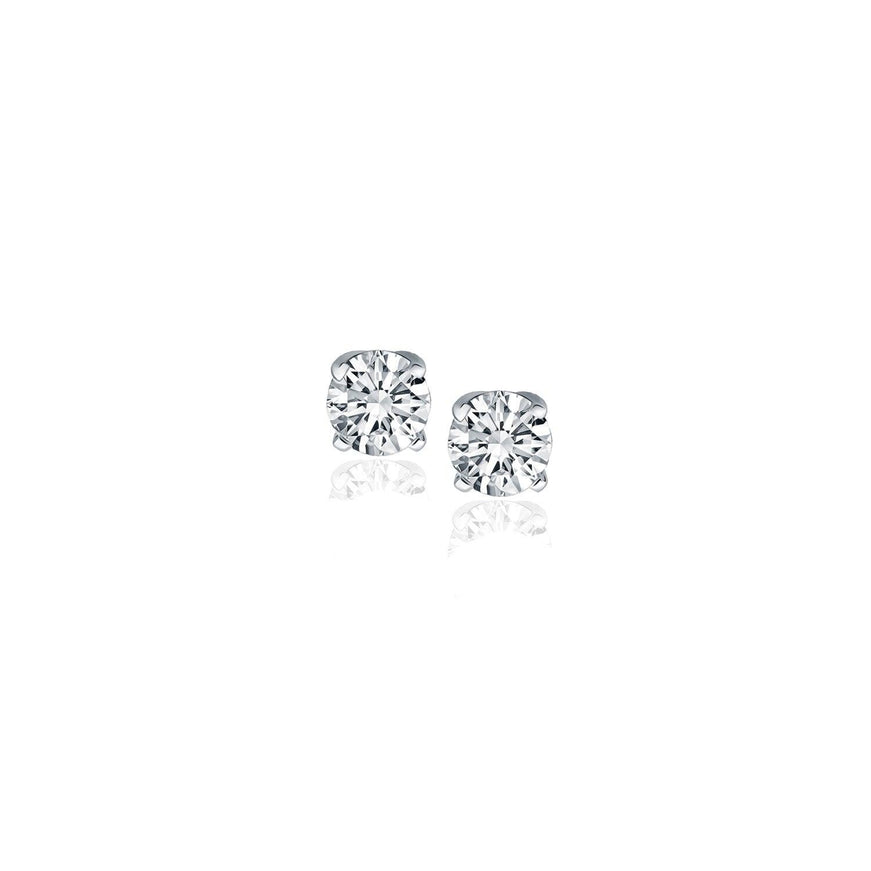 14k White Gold Diamond Four Prong Stud Earrings (1/4 cttw) - Ellie Belle