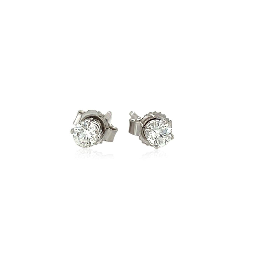 14k White Gold Diamond Four Prong Stud Earrings (1/4 cttw) - Ellie Belle