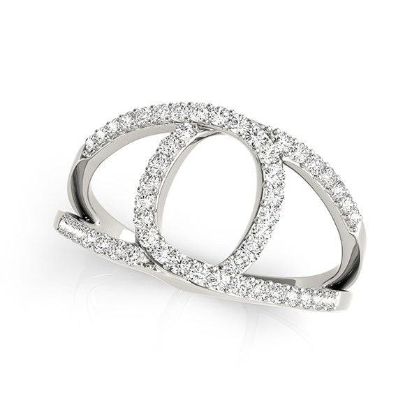 14k White Gold Diamond Loop Style Dual Band Ring (1/2 cttw) - Ellie Belle