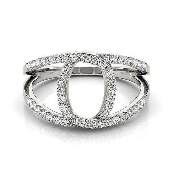 14k White Gold Diamond Loop Style Dual Band Ring (1/2 cttw) - Ellie Belle