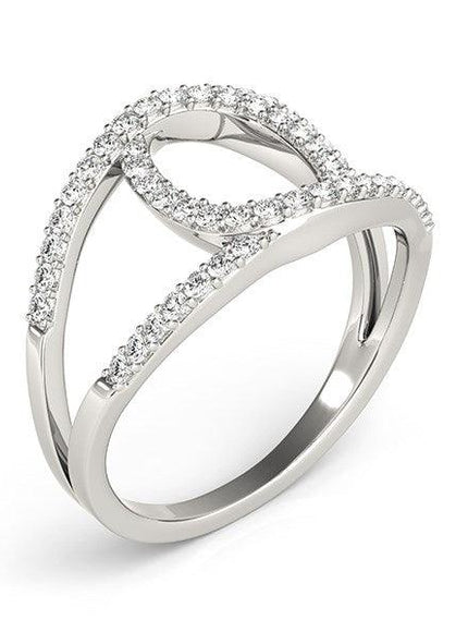 14k White Gold Diamond Loop Style Dual Band Ring (1/2 cttw) - Ellie Belle