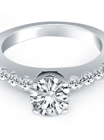 14k White Gold Diamond Micro Prong Cathedral Engagement Ring - Ellie Belle