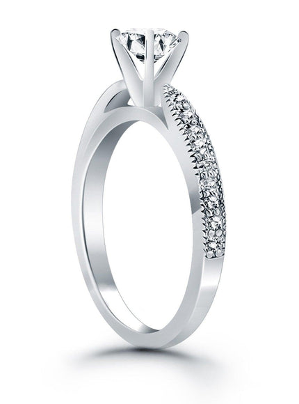 14k White Gold Diamond Pave Cathedral Engagement Ring - Ellie Belle