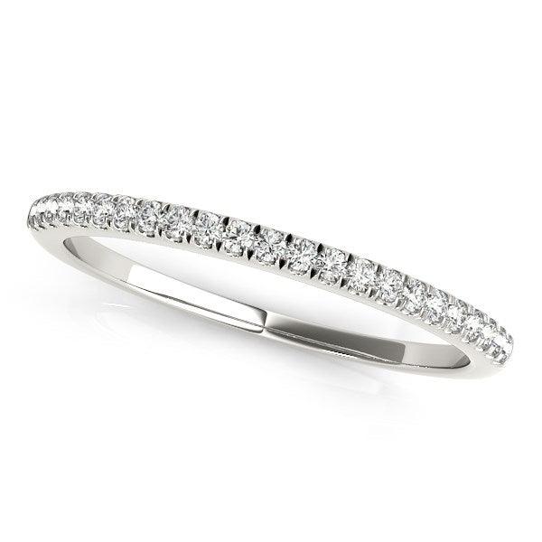 14k White Gold Diamond Pave Set Wedding Band (1/8 cttw) - Ellie Belle