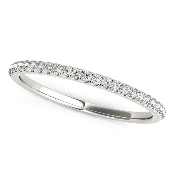 14k White Gold Diamond Wedding Band in Pave Setting (1/8 cttw) - Ellie Belle