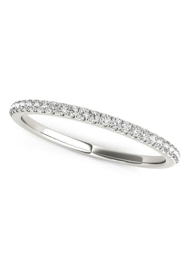 14k White Gold Diamond Wedding Band in Pave Setting (1/8 cttw) - Ellie Belle