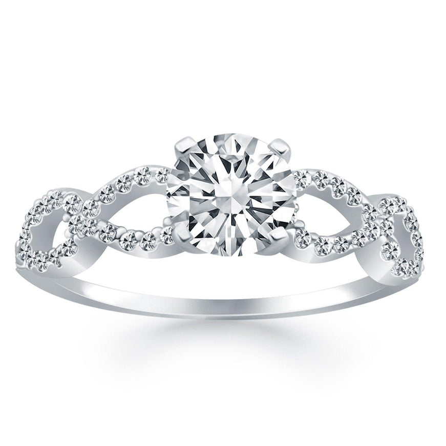 14k White Gold Double Infinity Diamond Engagement Ring - Ellie Belle