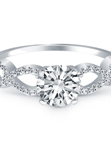 14k White Gold Double Infinity Diamond Engagement Ring - Ellie Belle