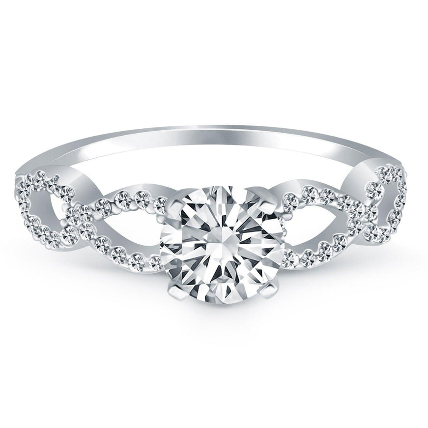 14k White Gold Double Infinity Diamond Engagement Ring - Ellie Belle