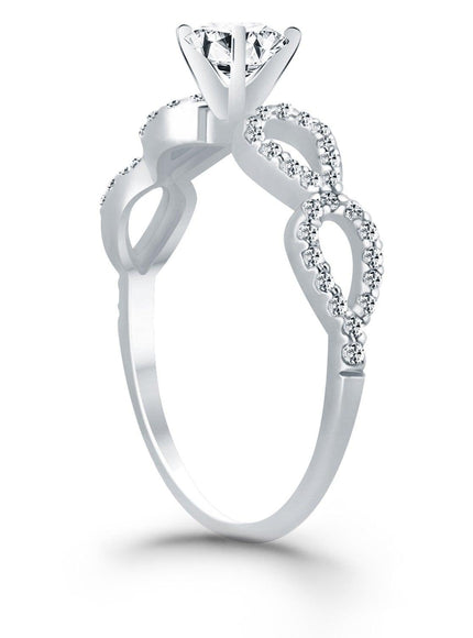 14k White Gold Double Infinity Diamond Engagement Ring - Ellie Belle