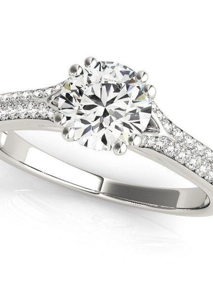 14k White Gold Double Prong Multirow Band Diamond Engagement Ring (1 1/8 cttw) - Ellie Belle