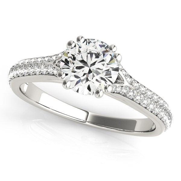 14k White Gold Double Prong Multirow Band Diamond Engagement Ring (1 1/8 cttw) - Ellie Belle