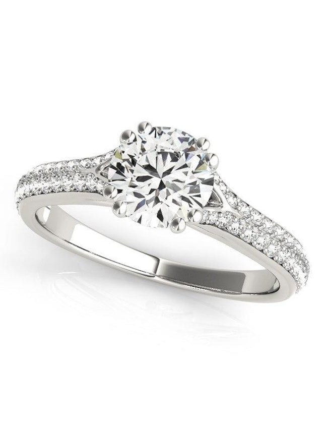 14k White Gold Double Prong Multirow Band Diamond Engagement Ring (1 1/8 cttw) - Ellie Belle