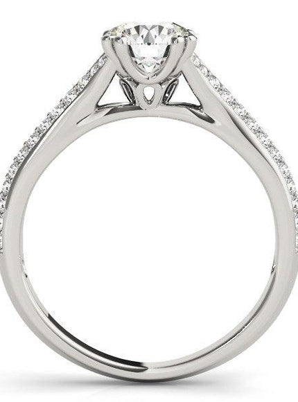 14k White Gold Double Prong Multirow Band Diamond Engagement Ring (1 1/8 cttw) - Ellie Belle