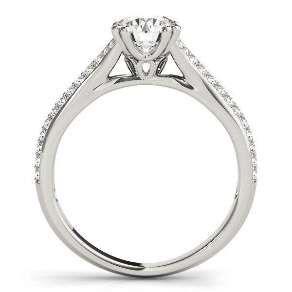 14k White Gold Double Prong Multirow Band Diamond Engagement Ring (1 1/8 cttw) - Ellie Belle