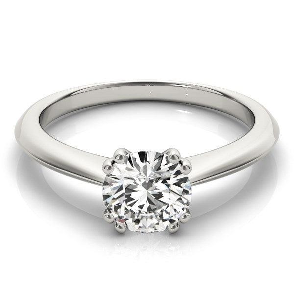 14k White Gold Double Prong Set Solitaire Diamond Engagement Ring (1 cttw) - Ellie Belle