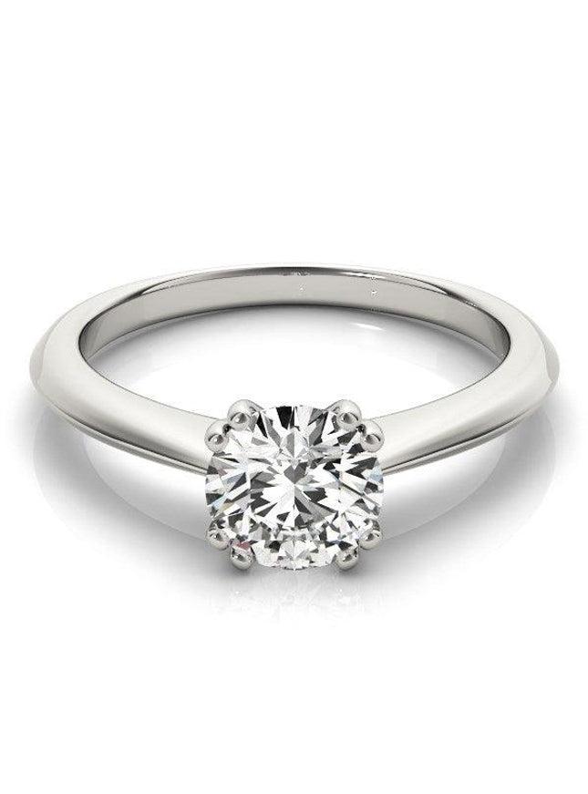 14k White Gold Double Prong Set Solitaire Diamond Engagement Ring (1 cttw) - Ellie Belle
