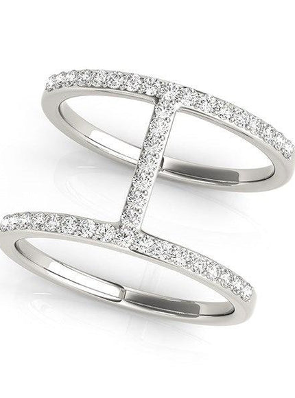 14k White Gold Dual Band Bridge Style Diamond Ring (3/8 cttw) - Ellie Belle