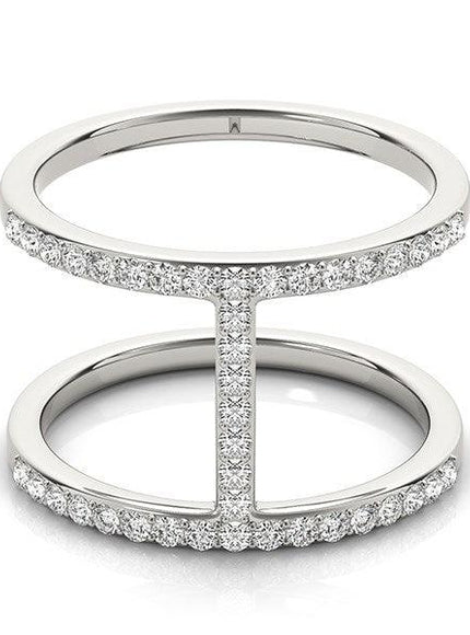 14k White Gold Dual Band Bridge Style Diamond Ring (3/8 cttw) - Ellie Belle