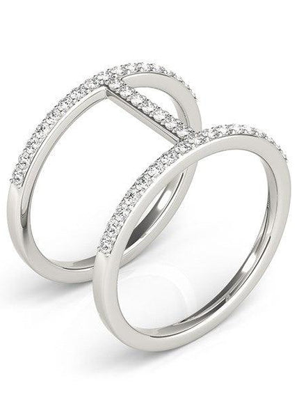 14k White Gold Dual Band Bridge Style Diamond Ring (3/8 cttw) - Ellie Belle