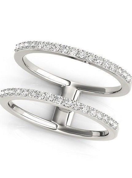 14k White Gold Dual Band Design Ring with Diamonds (1/3 cttw) - Ellie Belle