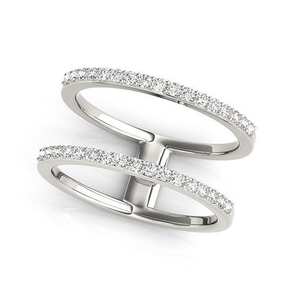 14k White Gold Dual Band Design Ring with Diamonds (1/3 cttw) - Ellie Belle