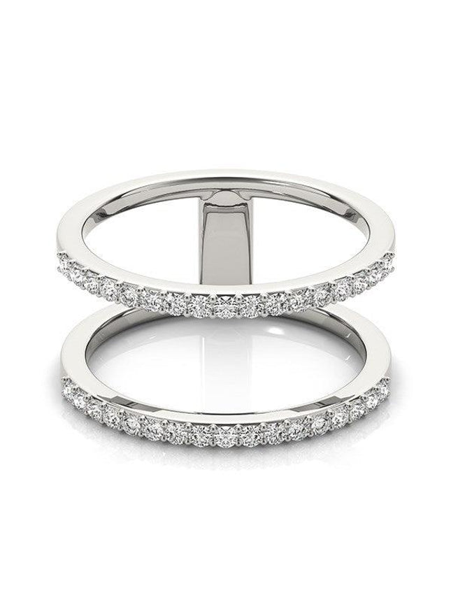 14k White Gold Dual Band Design Ring with Diamonds (1/3 cttw) - Ellie Belle