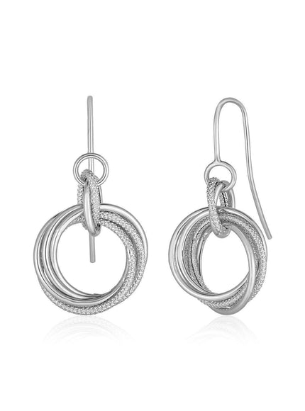 14k White Gold Earrings with Interlocking Circle Dangles - Ellie Belle