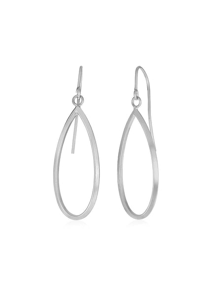 14k White Gold Earrings with Polished Open Teardrop Dangles - Ellie Belle