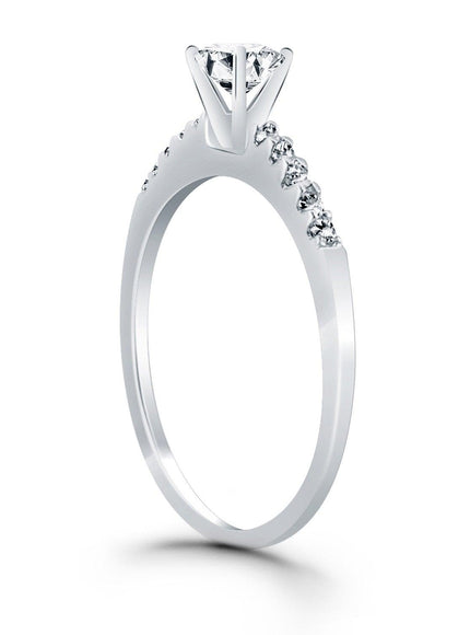 14k White Gold Engagement Ring with Diamond Band Design - Ellie Belle