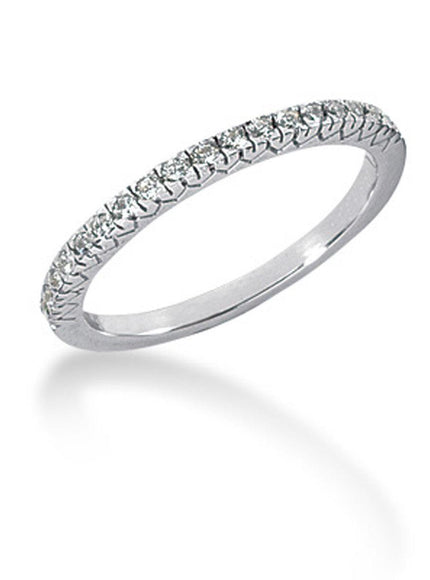 14k White Gold Engraved Fishtail V Pave Diamond Wedding Ring Band - Ellie Belle