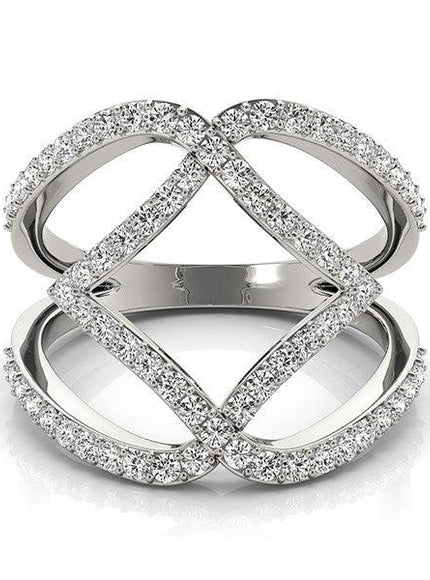 14k White Gold Entwined Design Diamond Dual Band Ring (3/4 cttw) - Ellie Belle