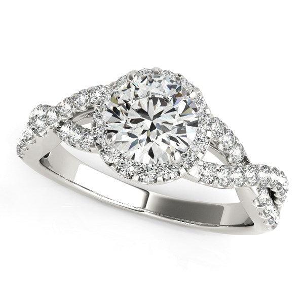 14k White Gold Entwined Split Shank Diamond Engagement Ring (1 1/2 cttw) - Ellie Belle