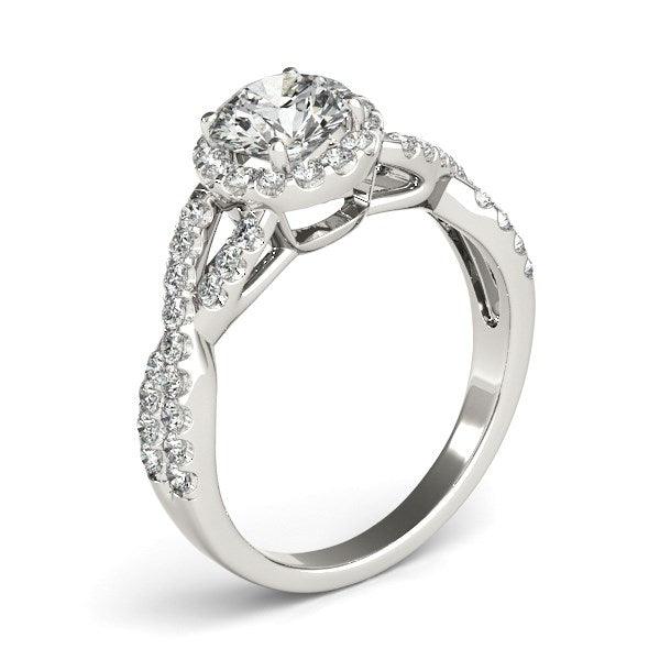 14k White Gold Entwined Split Shank Diamond Engagement Ring (1 1/2 cttw) - Ellie Belle