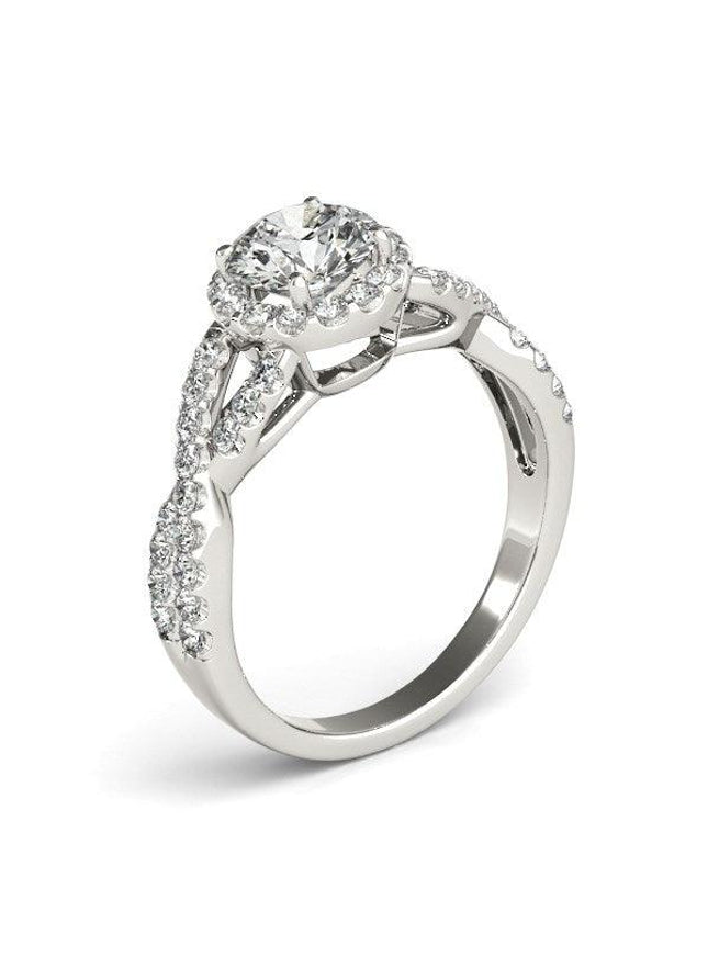 14k White Gold Entwined Split Shank Diamond Engagement Ring (1 1/2 cttw) - Ellie Belle