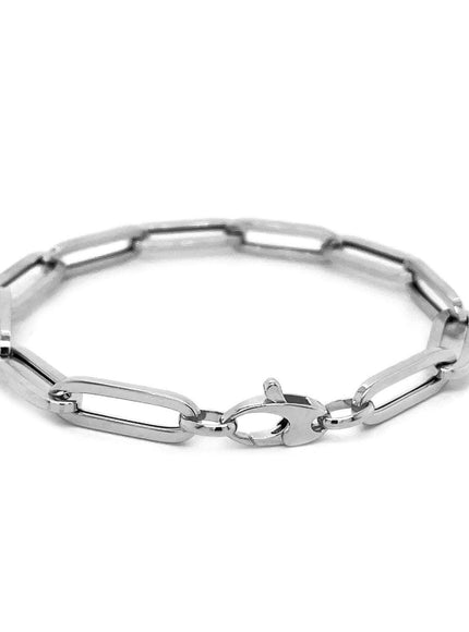 14K White Gold Extra Wide Paperclip Chain Bracelet - Ellie Belle