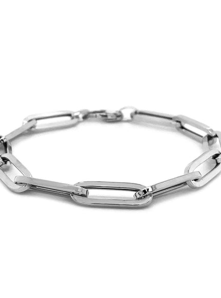 14K White Gold Extra Wide Paperclip Chain Bracelet - Ellie Belle