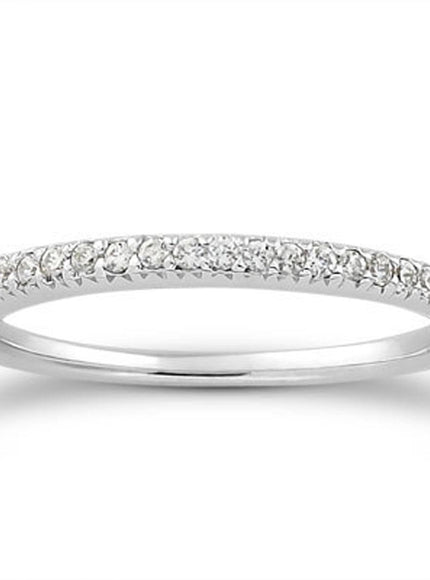 14k White Gold Fancy Engraved Pave Diamond Wedding Ring Band - Ellie Belle