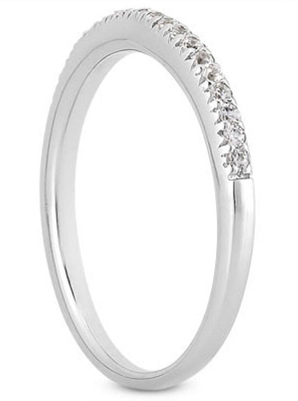 14k White Gold Fancy Engraved Pave Diamond Wedding Ring Band - Ellie Belle