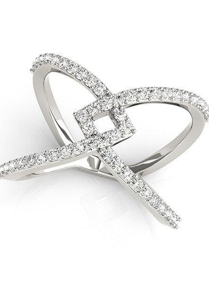 14k White Gold Fancy Entwined Design Diamond Ring (1/2 cttw) - Ellie Belle