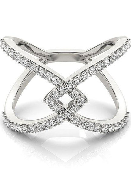 14k White Gold Fancy Entwined Design Diamond Ring (1/2 cttw) - Ellie Belle